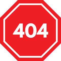 Red 404 error page not found icon isolated on white background . 404 error icon . Page with a 404 error icon . Vector illustration