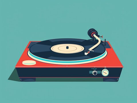 retro red turntable playing vinyl record clip art preview