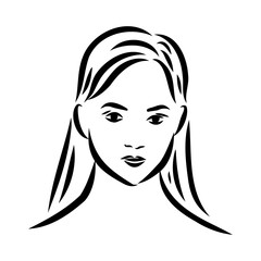 Silhouette of a head of a sweet lady. A girl shows a hairstyle of a woman