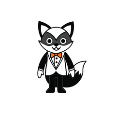 Colorful Halloween Fox as Vampire Illustration - Black and White Vector Art.