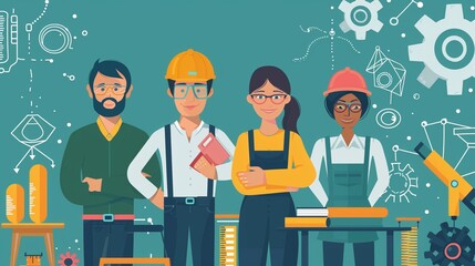 Career and technical education clipart, vocational training, flat art, simple cartoon 2D emblem