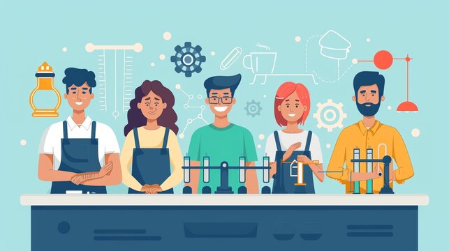 Career and technical education clipart, vocational training, flat art, simple cartoon 2D emblem