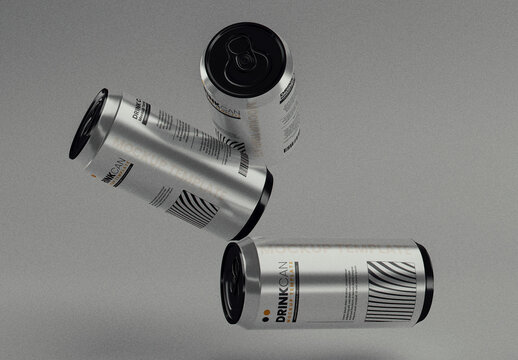 Floating Aluminum Beer Cans Mockup