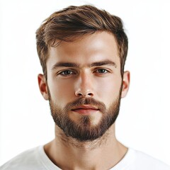 Fototapeta premium A smiling, handsome young man isolated on a transparent background wearing a happy expression