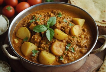 Traditional Indian dish potato curry, Aloo masala,