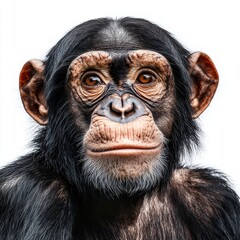 Fototapeta premium Laughing monkey looking upwards, isolated on transparent background