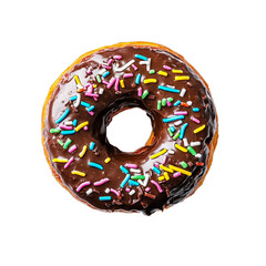 delicious donut top view isolated on transparent or white background 