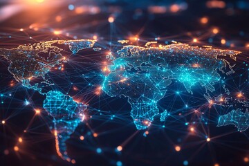 Global Digital Business Network Connection Illustration created with Generative AI