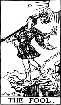 An individual major arcana tarot card isolated on black background