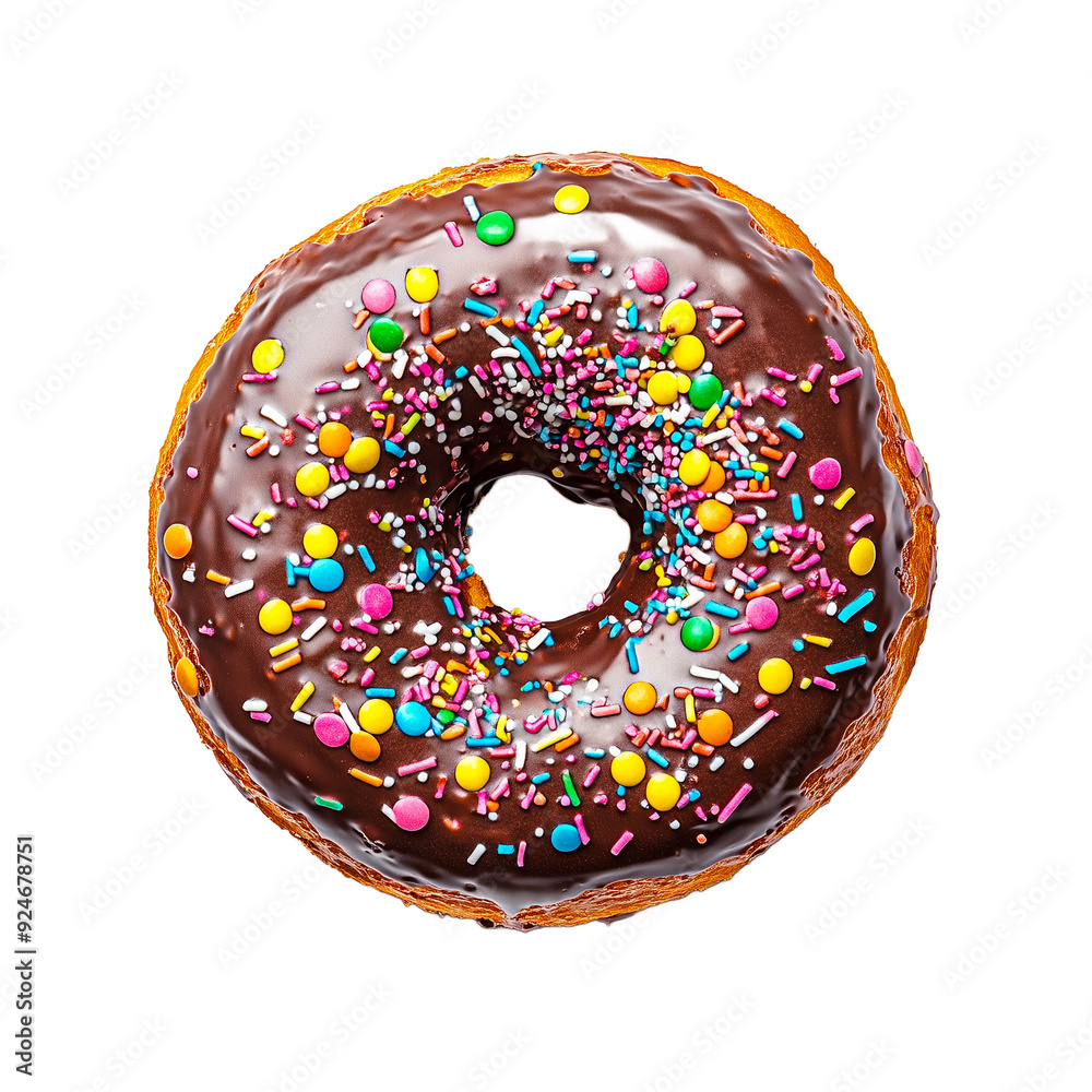 Wall mural delicious donut top view isolated on transparent or white background