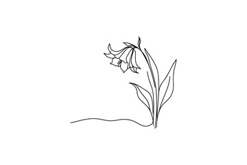 Line art of a Bluebell flower vector illustration.