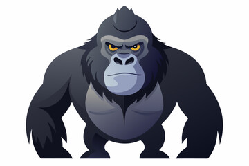 Naklejka premium Cartoon illustration of an angry gorilla with sharp teeth