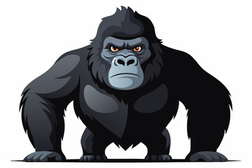 Naklejka premium A Cartoon Illustration of a Powerful Gorilla with Angry Eyes