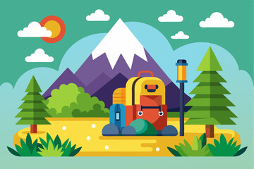 Camping Gear at the Foot of a Mountain