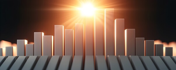 Stylish abstract background featuring columns with a radiant sunset, ideal for presentations and creative designs.