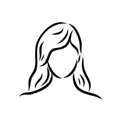 Silhouette of a head of a sweet lady. A girl shows a hairstyle of a woman