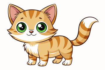 Cartoon Illustration of a Cute Orange Tabby Cat