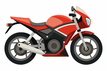 Red Motorcycle with White Stripes and Black Trim