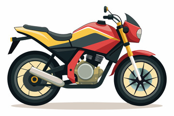 Red and Yellow Motorcycle with Black Trim and Spoked Wheels