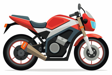 Red and White Motorcycle with Black Tires and Red Rims