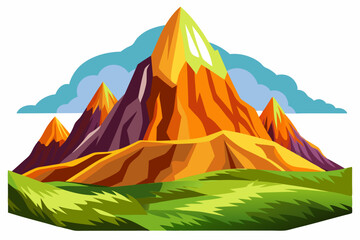 A Colorful Mountain Range with a Single Cloud