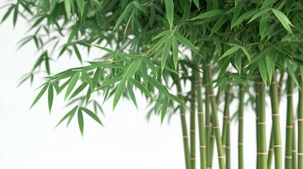 Obraz premium Close-Up of Lush Green Bamboo Stalks and Leaves Against a Light Background