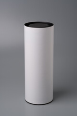 Mock up white tube liquor box on gray background