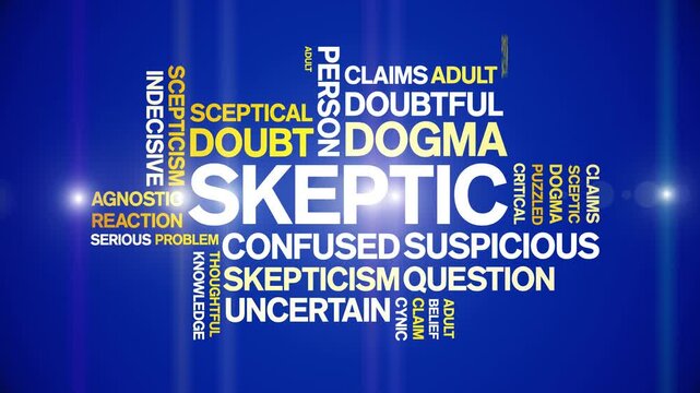 Skeptic animated word cloud;text design animation tag kinetic typography seamless loop.