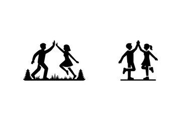 Friendship day silhouette vector illustration.