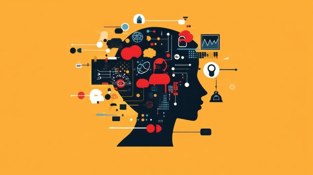 Modern Natural Language Processing AI in Flat Design Illustration Translating Text