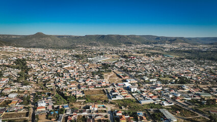 Aerial view of Lubango City showcasing urban layout and surrounding landscapes in Angola