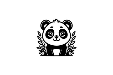 Panda silhouette vector illustration.