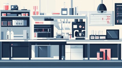 Modern Laboratory with State-of-the-Art Technology Promoting Innovation - Flat Design Illustration