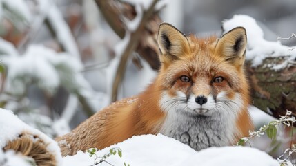 Obraz premium Red Fox in Winter Wonderland