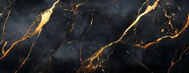 Fototapeta premium luxurious black marble texture with striking gold veins, evoking elegance and sophistication.
