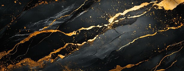 Fototapeta premium Elegant black and gold marble texture with striking patterns andluxurious feel.image conveyssense of sophistication and opulence.