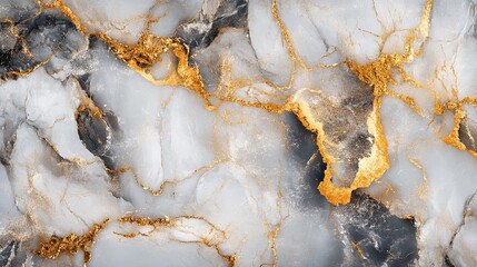 Elegant marble texture with gold veins and gray tones, conveying luxury and sophistication.