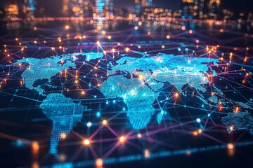 Obraz premium Global Digital Business Network Connection Illustration created with Generative AI