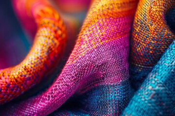 Textured Fabric Macro Shot Showcasing Intricate Woven Patterns.