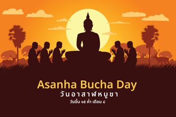 Fototapeta premium Asarnha Bucha Day Vector It is an important day for Buddhism.