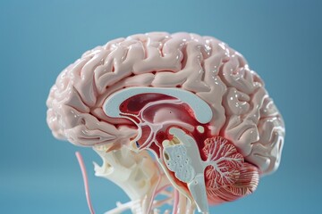 close up of a brain with a green and blue section