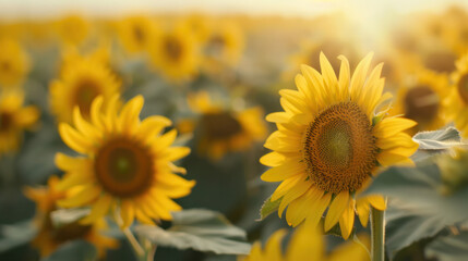 Sunflower Field at Sunset