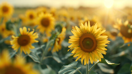 Obraz premium Sunflower Field at Sunset