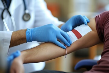 Patient Blood Draw by Doctor. People Donate, Generative AI