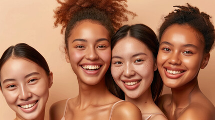 Fototapeta premium Smiling Women With Clear Skin