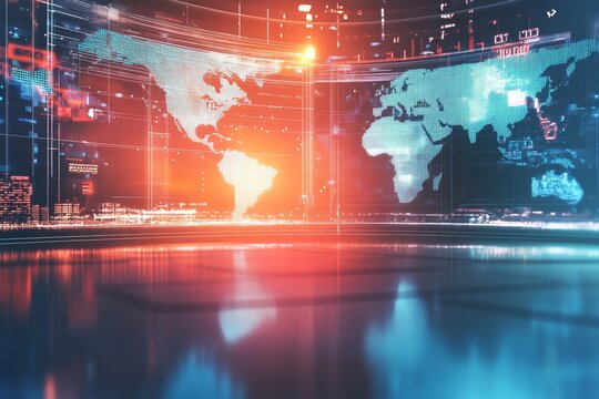 Digital news studio background for breaking news on worldwide live report broadcast