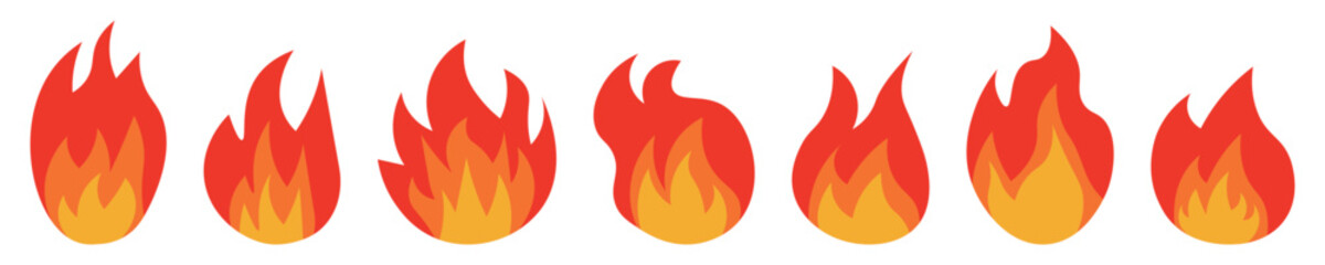  Fire different variations icon set. Vector