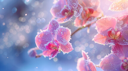 Pink Orchid Covered in Frost