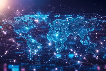 Global Digital Business Network Connection Illustration created with Generative AI