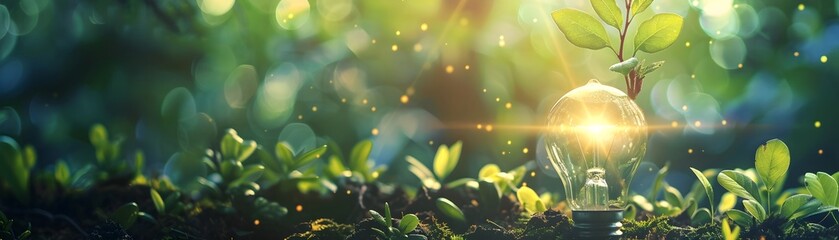 Tree Growing Lightbulb Shaped Fruits Symbolizing Fruitful Ideas and Creative Growth